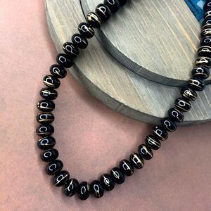 Vintage black and gold beaded necklace
